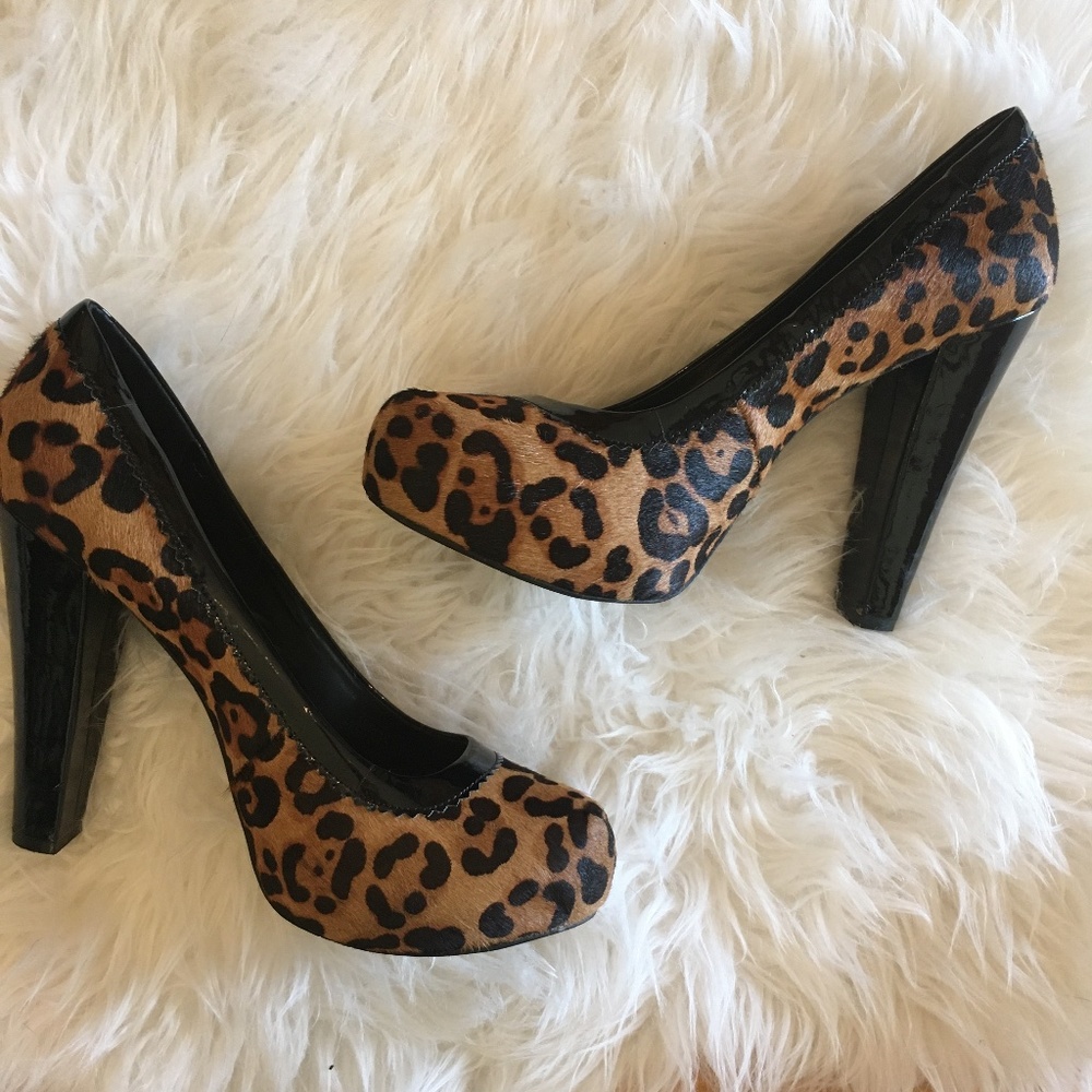 Leopard Print High Heel Pumps - Brown/Black
